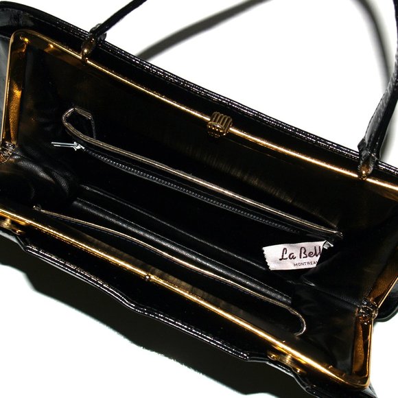 Vintage La Belle Montreal - Black Patent Leather Purse - Picture 11 of 16